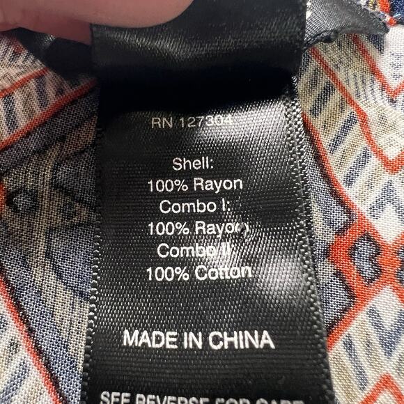 Ali Miles Shirt Size L Multicolor Floral Paisley Studded Boho Top Peasant Blouse - Picture 14 of 15